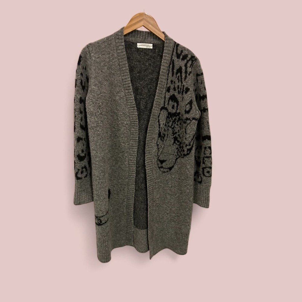 Anthropologie Leopard Long Sweater, Size Petite Small